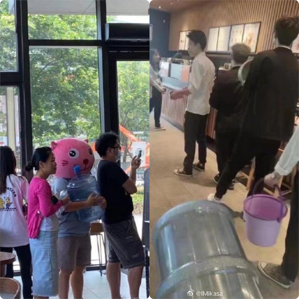 星巴克自帶杯免費贈咖啡　粉紅頭套中國男抱「大水桶」索取