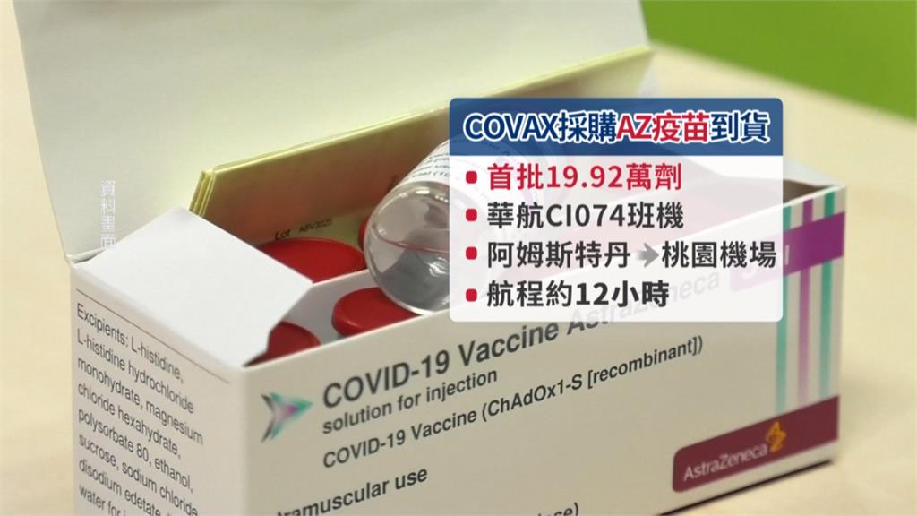 COVAX首批AZ疫苗 近20萬劑4/4清晨到貨