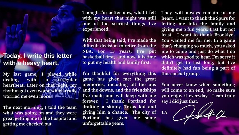 NBA／曾獲選7次全明星　籃網明星前鋒Aldridge自曝心臟問題閃電退休