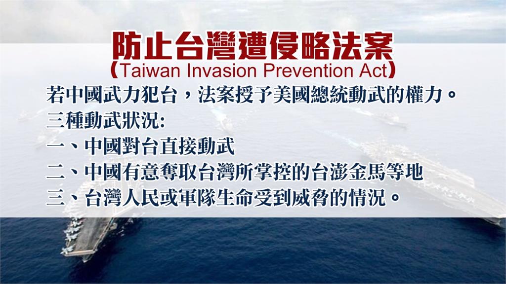授權總統動武護台 美議員重提防止台灣遭侵略法案