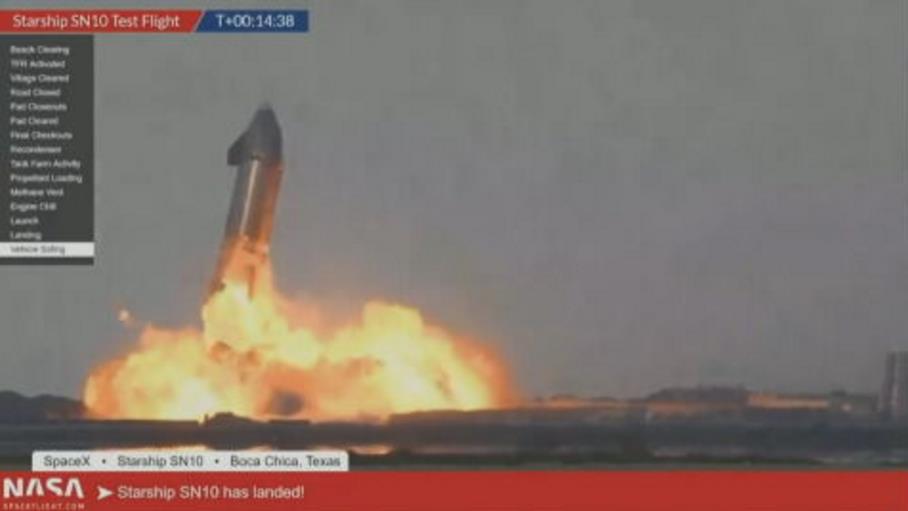 SpaceX「星艦」原型機試飛降落成功　著陸8分鐘後突爆炸燒毀